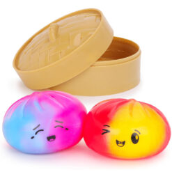 Toyland® Pastel Rainbow Squishy Bao Dumpling Sensory Fidget Toy with Plastic Steamer Box - Squeeze Toys for Kids - Ages 3+ - 1 Chosen At Random
