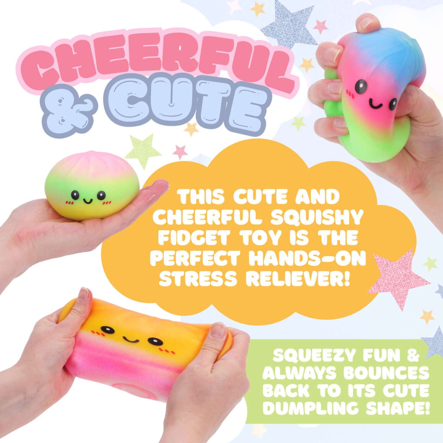 Toyland® Tie Dye Squishy Bao Dumpling Sensory Fidget Toy With Plastic 