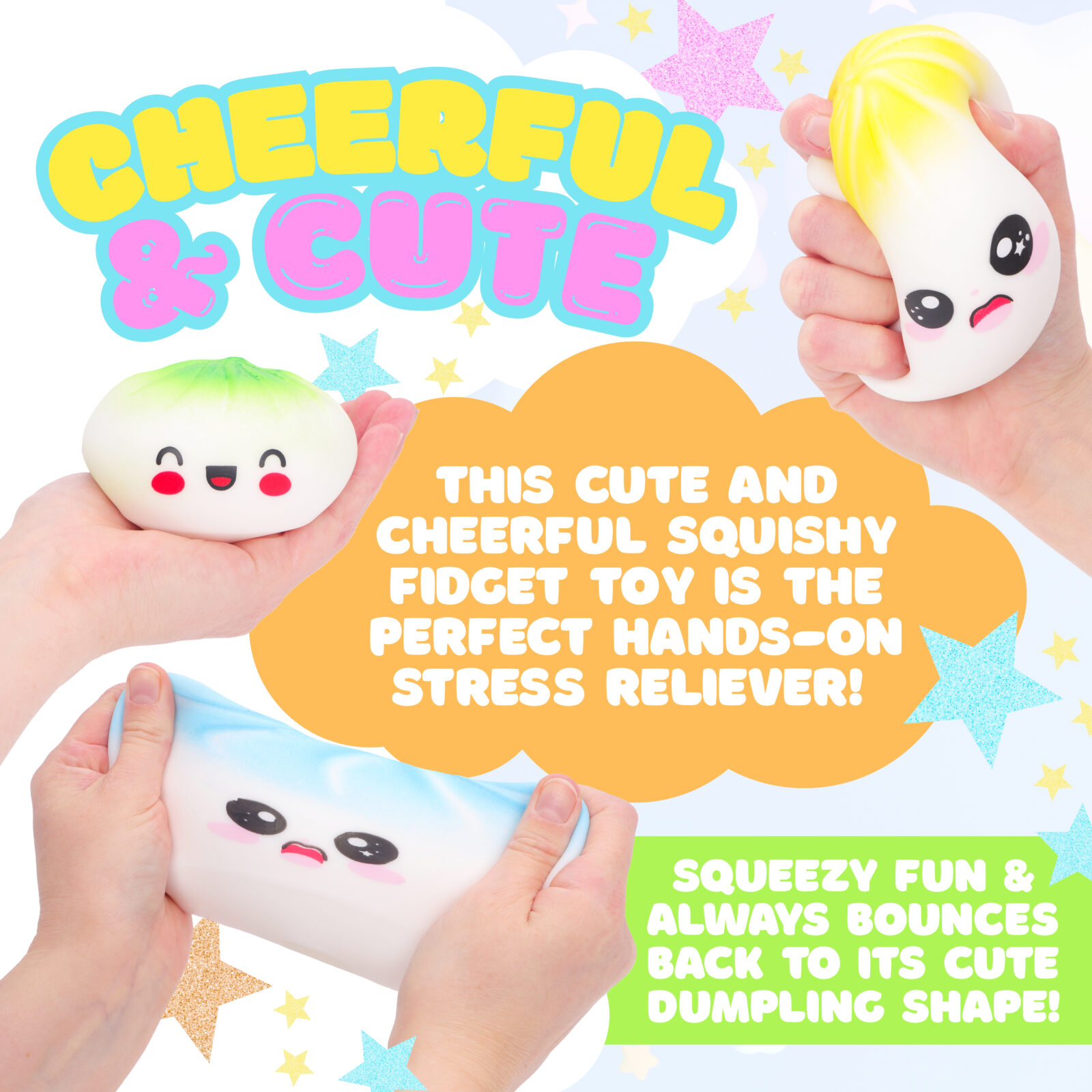 Toyland® Colour Top Squishy Bao Dumpling Sensory Fidget Toy with Plastic Steamer Box - Squeeze Toys for Kids - Ages 3+ - Image 6