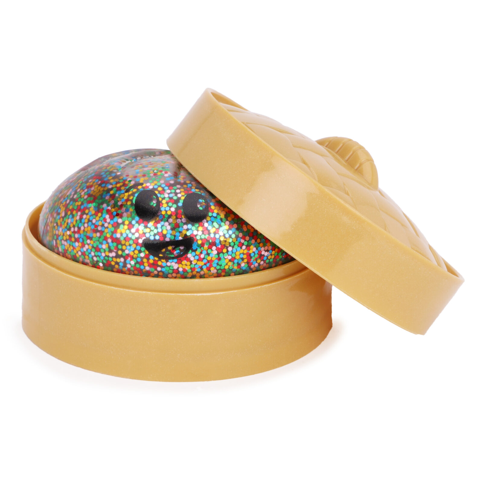Toyland® Rainbow Glitter Squishy Bao Dumpling Sensory Fidget Toy with Plastic Steamer Box - Squeeze Toys for Kids - Ages 3+ - Image 2