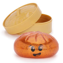 Toyland® Shiny Metallic Squishy Bao Dumpling Sensory Fidget Toy with Plastic Steamer Box - Squeeze Toys for Kids - Ages 3+