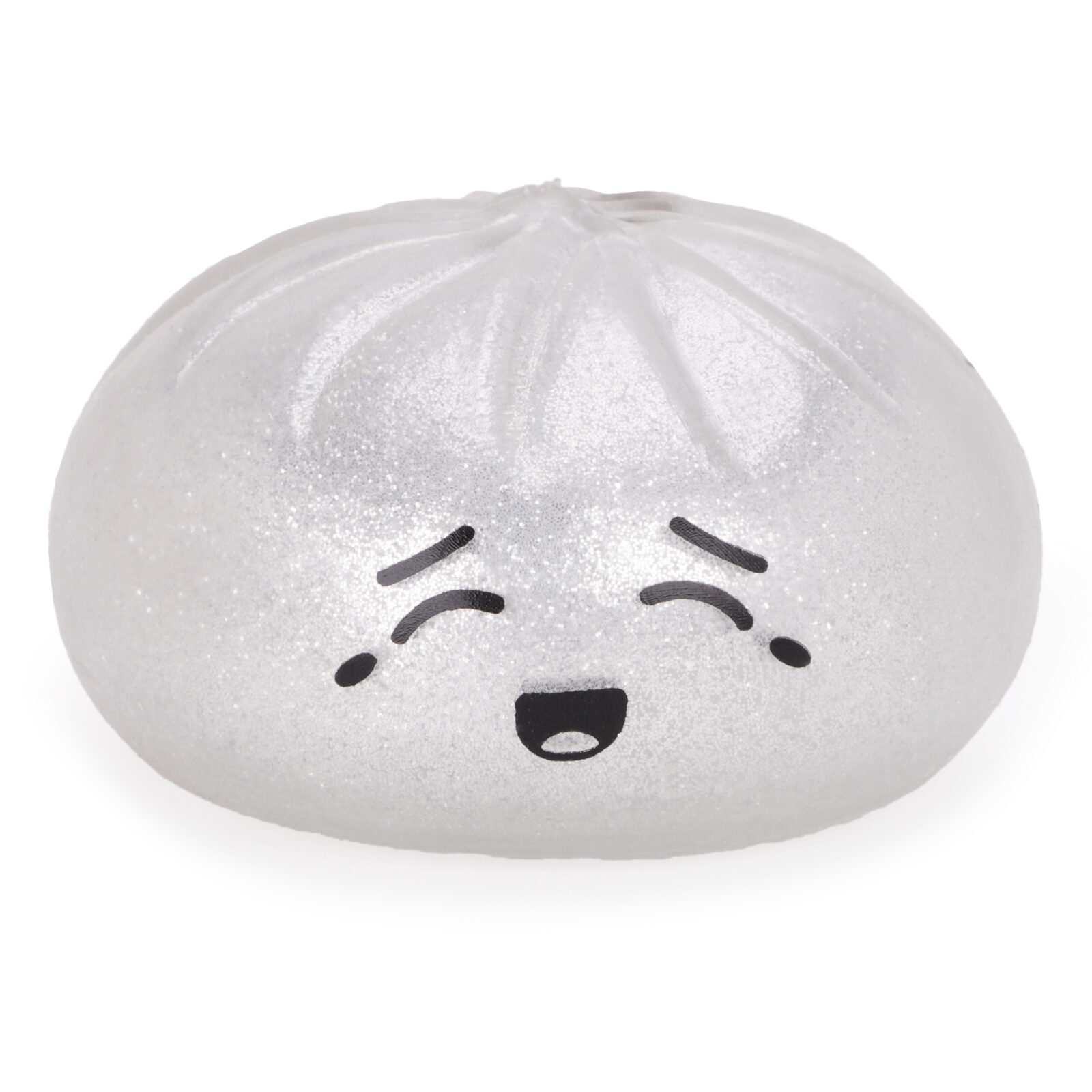 Toyland® Metallic Silver Squishy Bao Dumpling Sensory Toy With Plastic Steamer Box - Fidget Toy for Kids - Ages 3+ - Image 2
