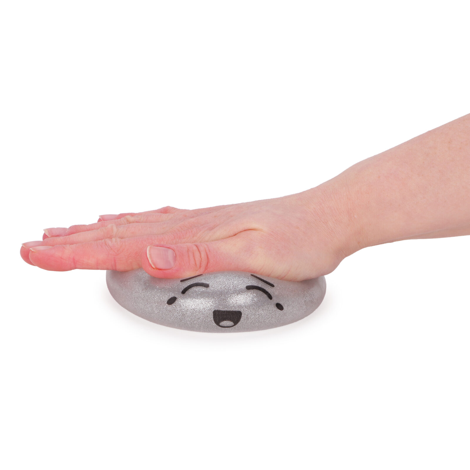 Toyland® Metallic Silver Squishy Bao Dumpling Sensory Toy With Plastic Steamer Box - Fidget Toy for Kids - Ages 3+ - Image 7