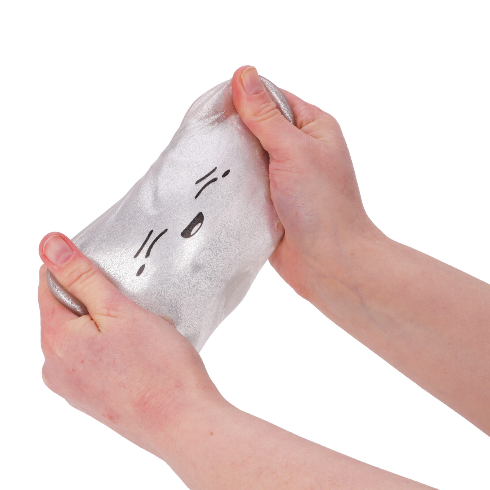 Toyland® Metallic Silver Squishy Bao Dumpling Sensory Toy With Plastic Steamer Box - Fidget Toy for Kids - Ages 3+ - Image 8