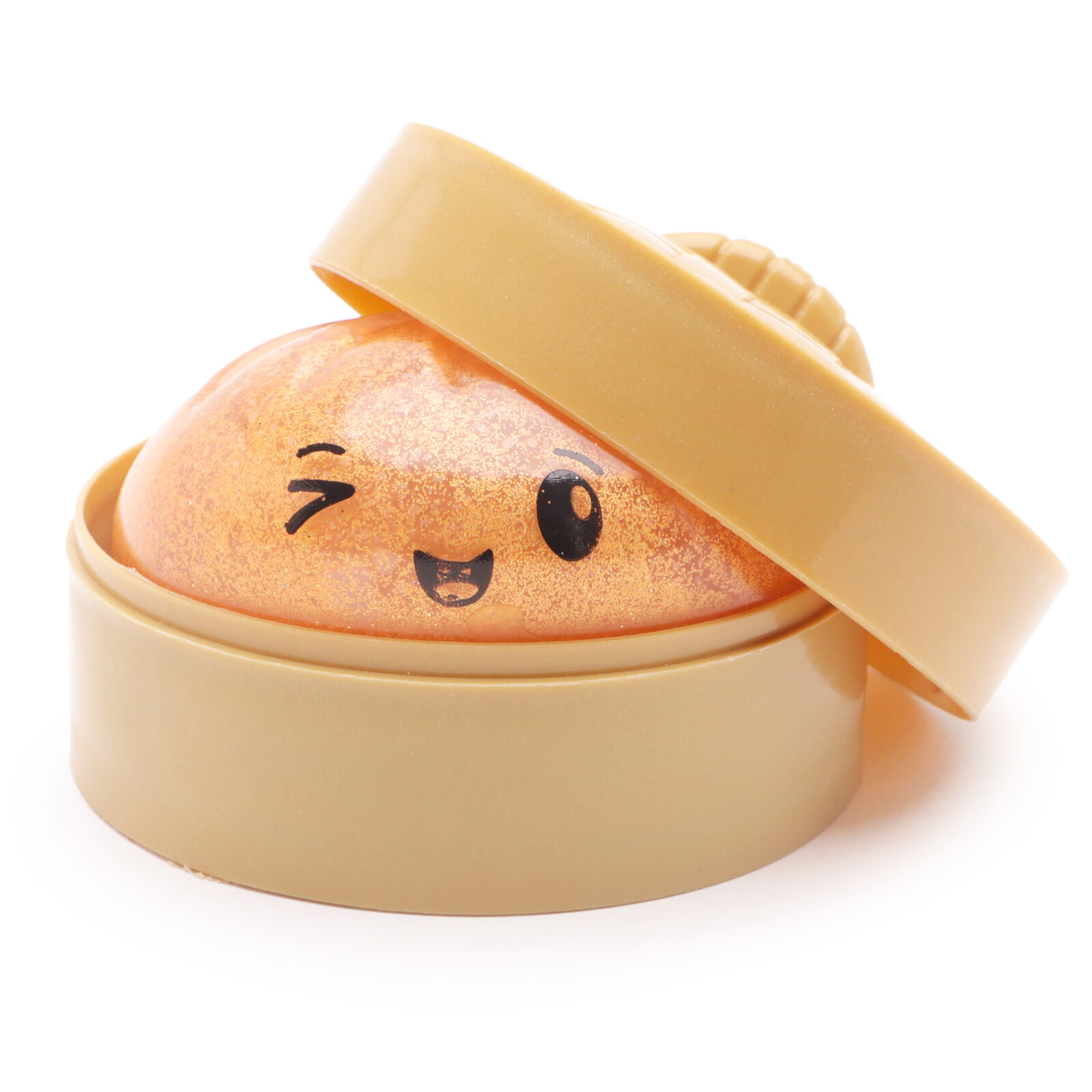 Toyland® Shiny Orange Squishy Bao Dumpling Sensory Fidget Toy with Plastic Steamer Box - Squeeze Toys for Kids - Ages 3+ - Image 2