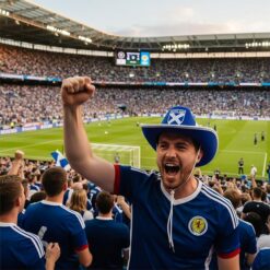 Alternative view of Toyland® 26cm (10”) Scotland Flag Cowboy Style Hat - Scottish Party Celebrations, Euros & World Cup, Highland Games, St Andrew's Day & Fancy Dress - One Size - Unisex Adults