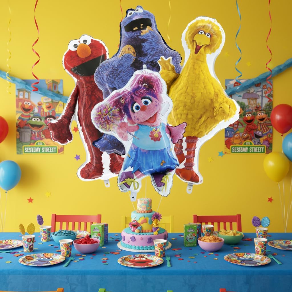 Toyland® Sesame Street Pack of 4 Jumbo Foil Balloons - Abby Cadabby, Big Bird, Cookie Monster & Elmo Characters - Kids Party Decorations - Image 2