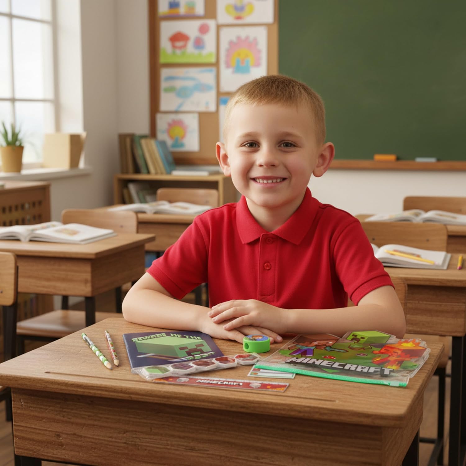 Toyland® Minecraft Filled Pencil Case - Includes: 1x Notebook, 2 x Pencils, 4 x Character Erasers, 1 x Sharpener, 1 x Ruler & 125 x Sticky Notes - School Stationary Set - Travel Drawing Supplies - Image 5