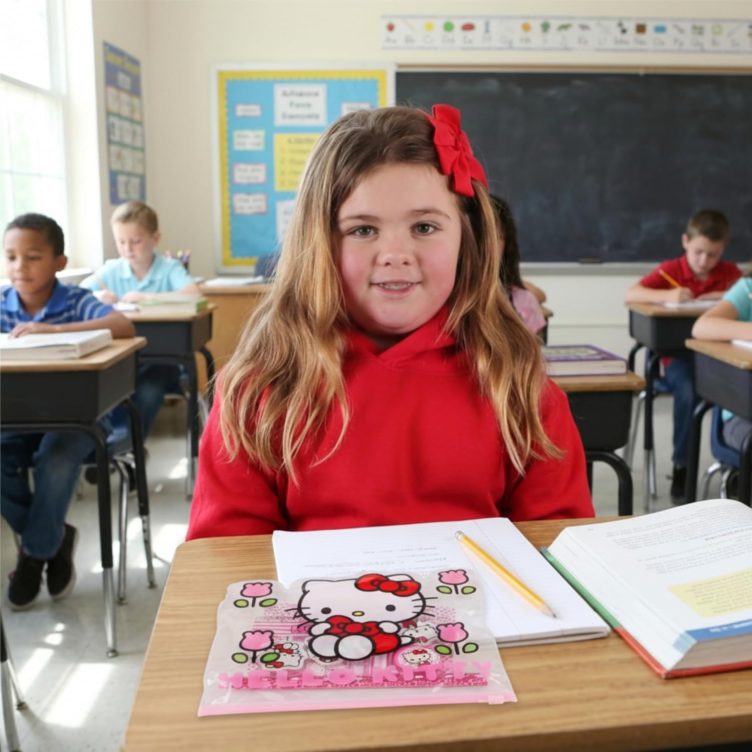 Toyland® Hello Kitty Filled Pencil Case - Includes: 1x Notebook, 2 x Pencils, 4 x Character Erasers, 1 x Sharpener, 1 x Ruler & 125 x Sticky Notes - School Stationary Set - Travel Drawing Supplies - Image 5