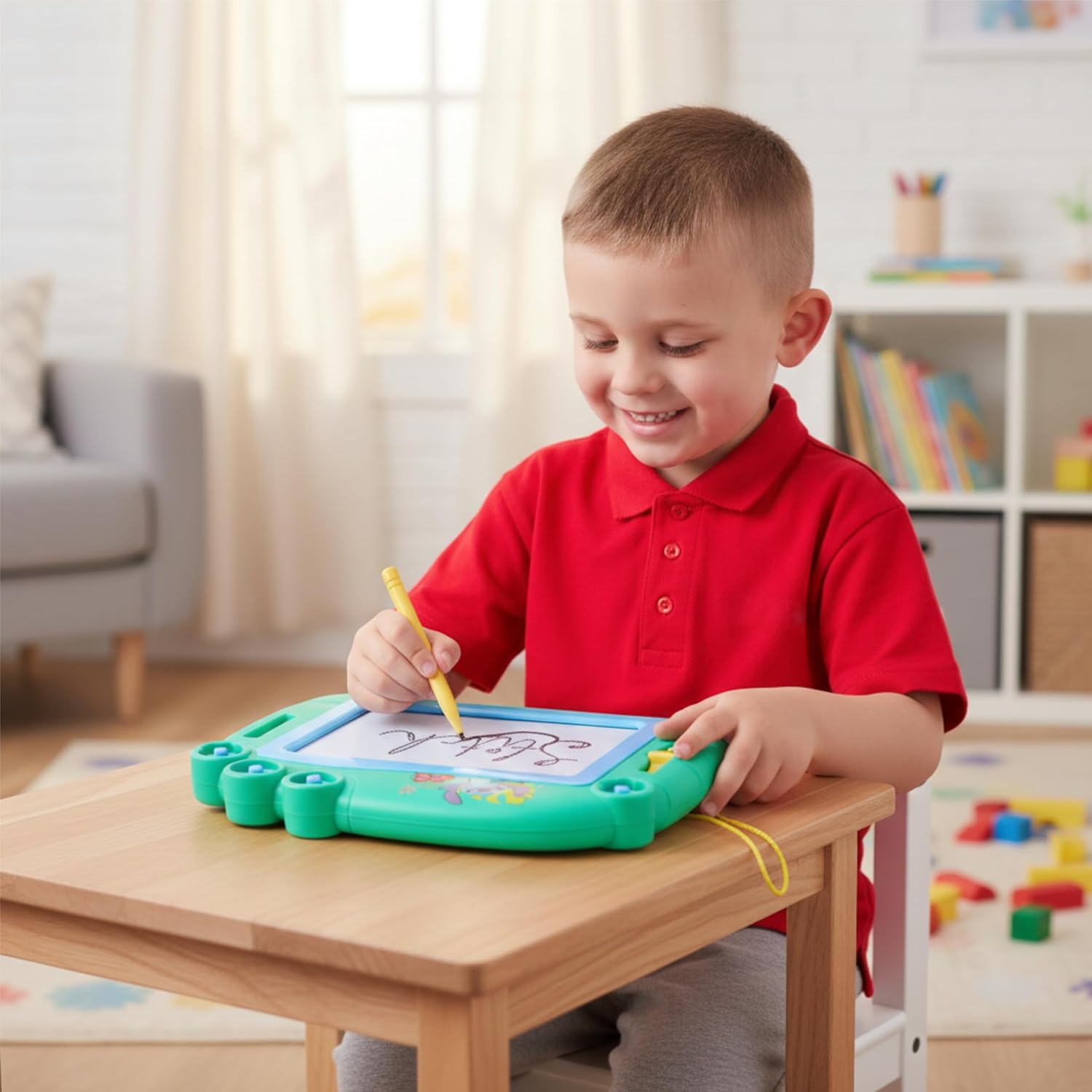 Toyland® Disney Stitch Magnetic Drawing Board - Includes 1x Attached Stylus Pen & 3 x Shape Stamp Accessories - Mess Free Doodle Pad - Educational Learning Toy - Image 5