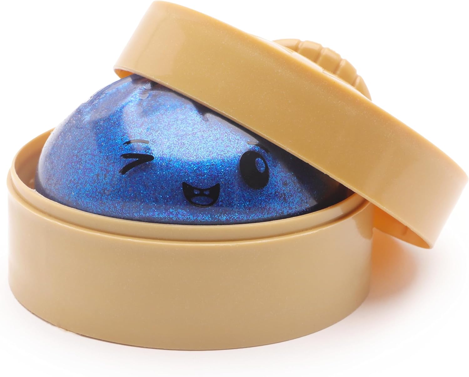 Toyland® Shiny Midnight Blue Squishy Bao Dumpling Sensory Fidget Toy with Plastic Steamer Box - Squeeze Toys for Kids - Ages 3+ - Image 2