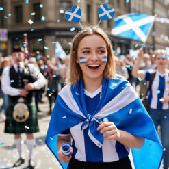 Alternative view of Toyland® Scotland St Andrew's Flag Glitter Heart Headband Boppers - Novelty Headwear - World Cup, Euros & Scottish Patriotic Celebration Party Accessory - One Size