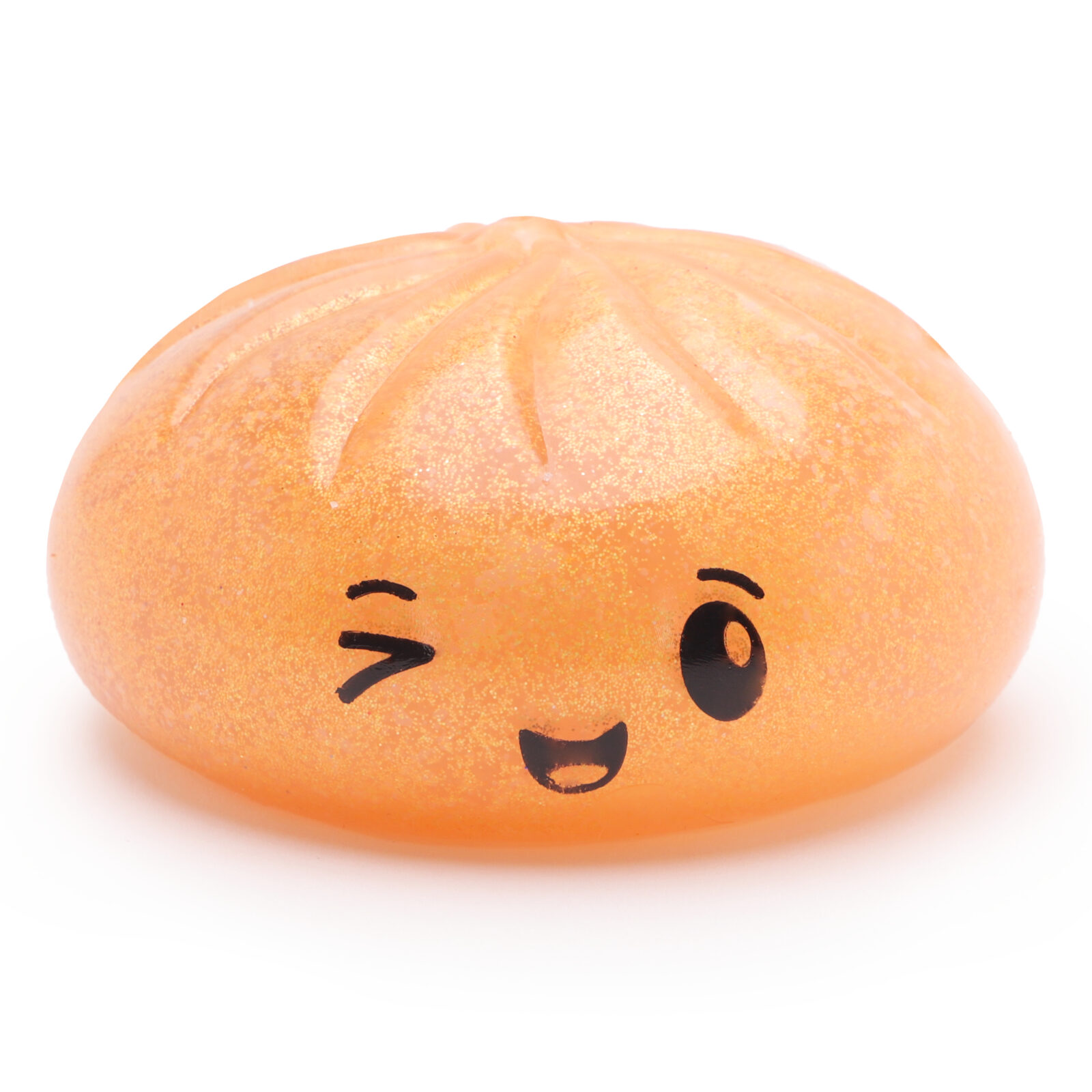 Toyland® Shiny Orange Squishy Bao Dumpling Sensory Fidget Toy with Plastic Steamer Box - Squeeze Toys for Kids - Ages 3+ - Image 3