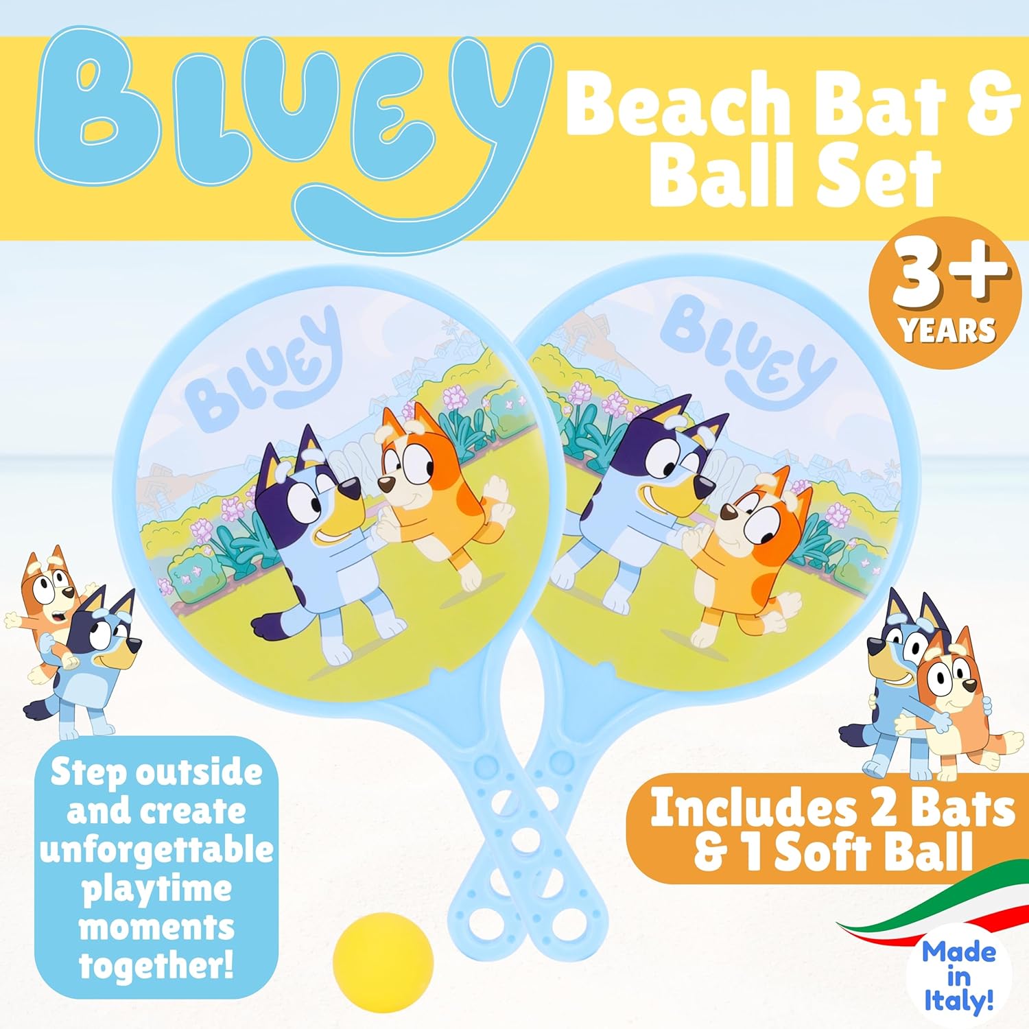 Toyland® 37cm (15”) Bluey Beach Bat & Ball Set - Includes 2 Bats & 1 Soft Ball - Outdoor Toys & Games - Fun Travel Accessories - Image 3