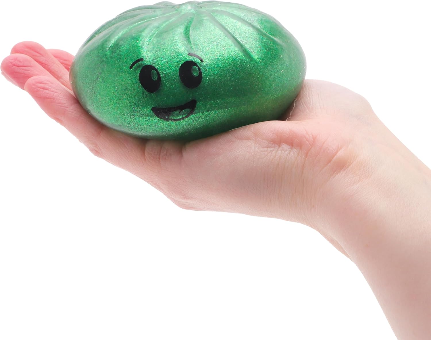 Toyland® Shiny Green Squishy Bao Dumpling Sensory Fidget Toy with Plastic Steamer Box - Squeeze Toys for Kids - Ages 3+ - Image 3