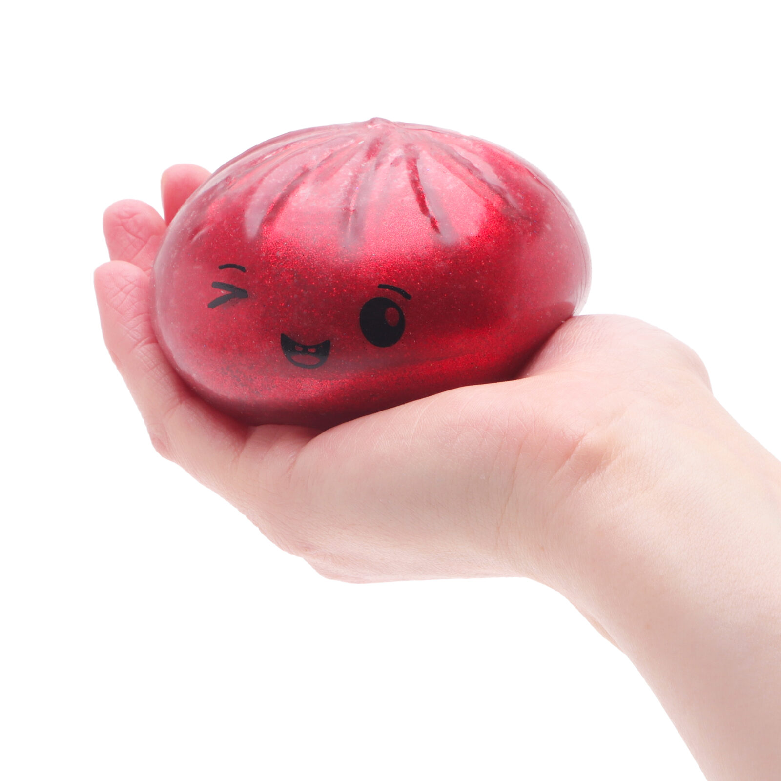 Toyland® Shiny Red Squishy Bao Dumpling Sensory Fidget Toy with Plastic Steamer Box - Squeeze Toys for Kids - Ages 3+ - Image 4