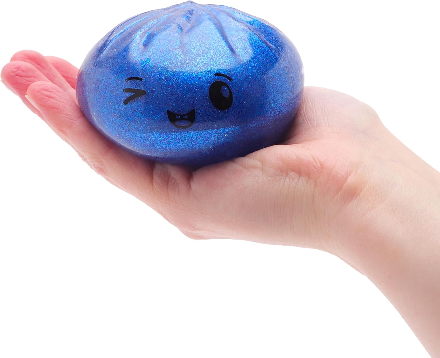 Toyland® Shiny Midnight Blue Squishy Bao Dumpling Sensory Fidget Toy with Plastic Steamer Box - Squeeze Toys for Kids - Ages 3+ - Image 4