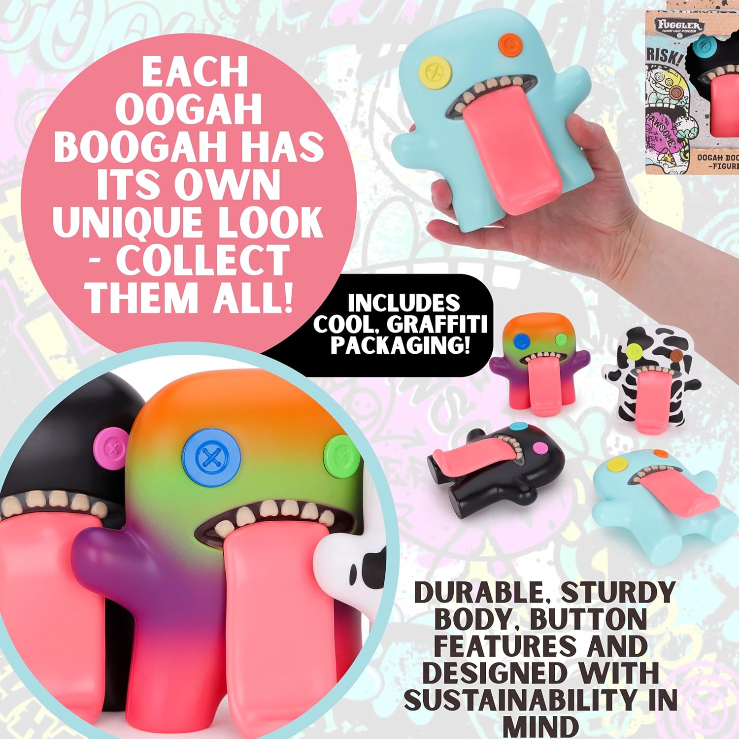 Toyland® 12cm (4.7") Fuggler™ Oogah Boogah Figure Series 2 - Made From Recycled Plastic - 4 To Collect, 1 Chosen at Random - Suitable for Kids Aged 3+ - Image 3