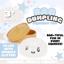 Alternative view of Toyland® Iridescent Glitter Squishy Bao Dumpling Sensory Fidget Toy with Plastic Steamer Box - Squeeze Toys for Kids - Ages 3+
