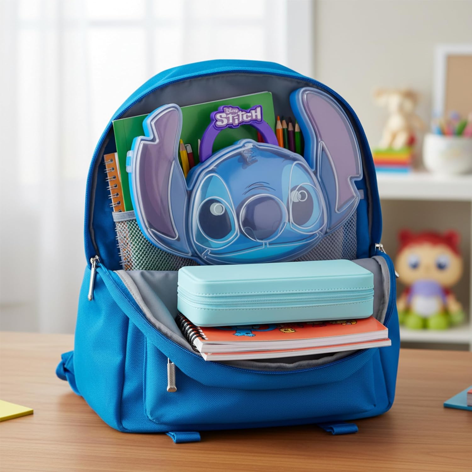 Toyland® Disney Stitch & Friends Character Shaped Carry Case & 4 Piece Collectable 3D Figures Eraser Set - Portable Stationery Supplies - Image 6