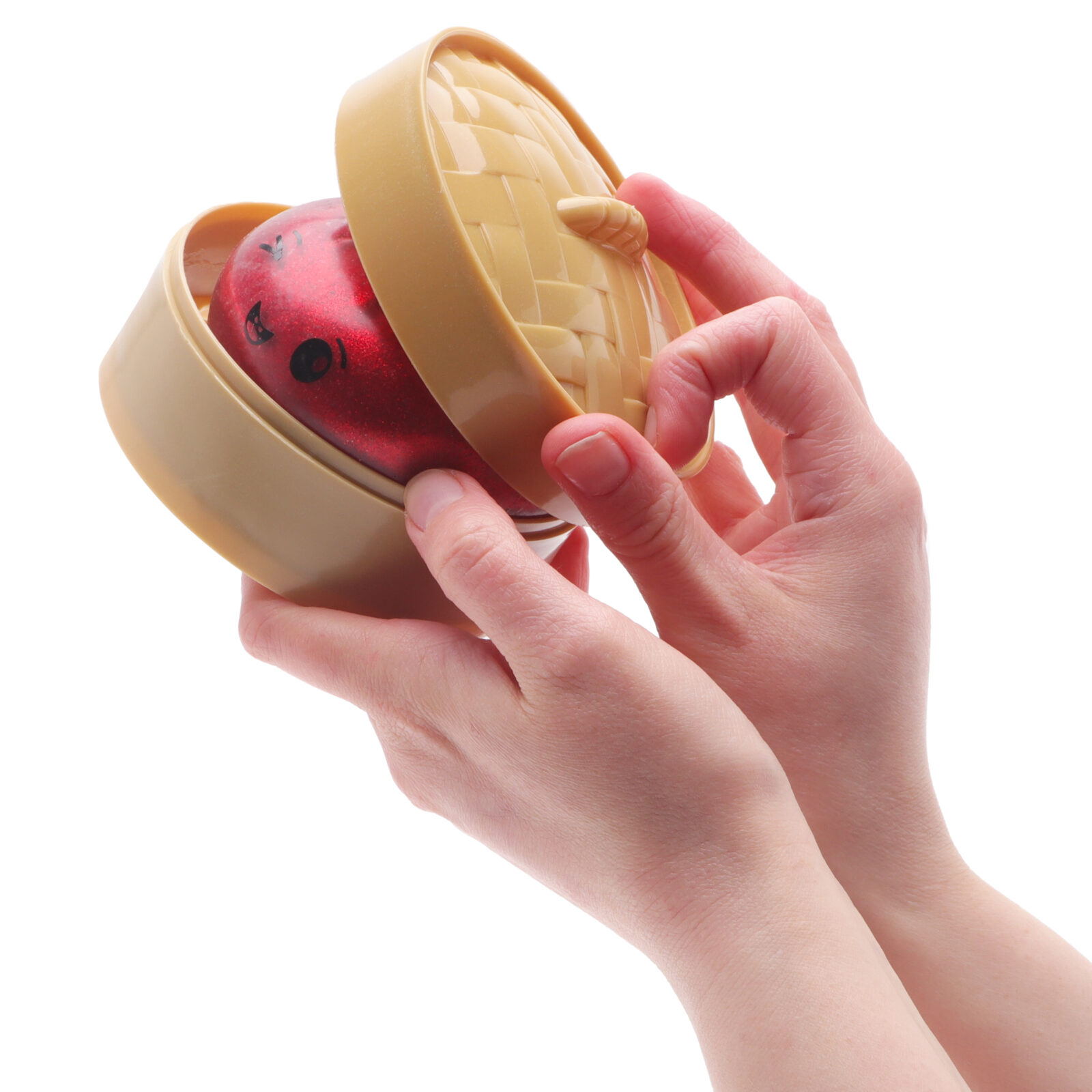 Toyland® Shiny Red Squishy Bao Dumpling Sensory Fidget Toy with Plastic Steamer Box - Squeeze Toys for Kids - Ages 3+ - Image 7