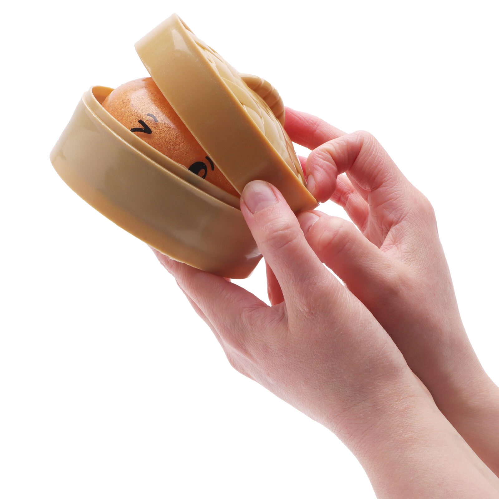 Toyland® Shiny Orange Squishy Bao Dumpling Sensory Fidget Toy with Plastic Steamer Box - Squeeze Toys for Kids - Ages 3+ - Image 7