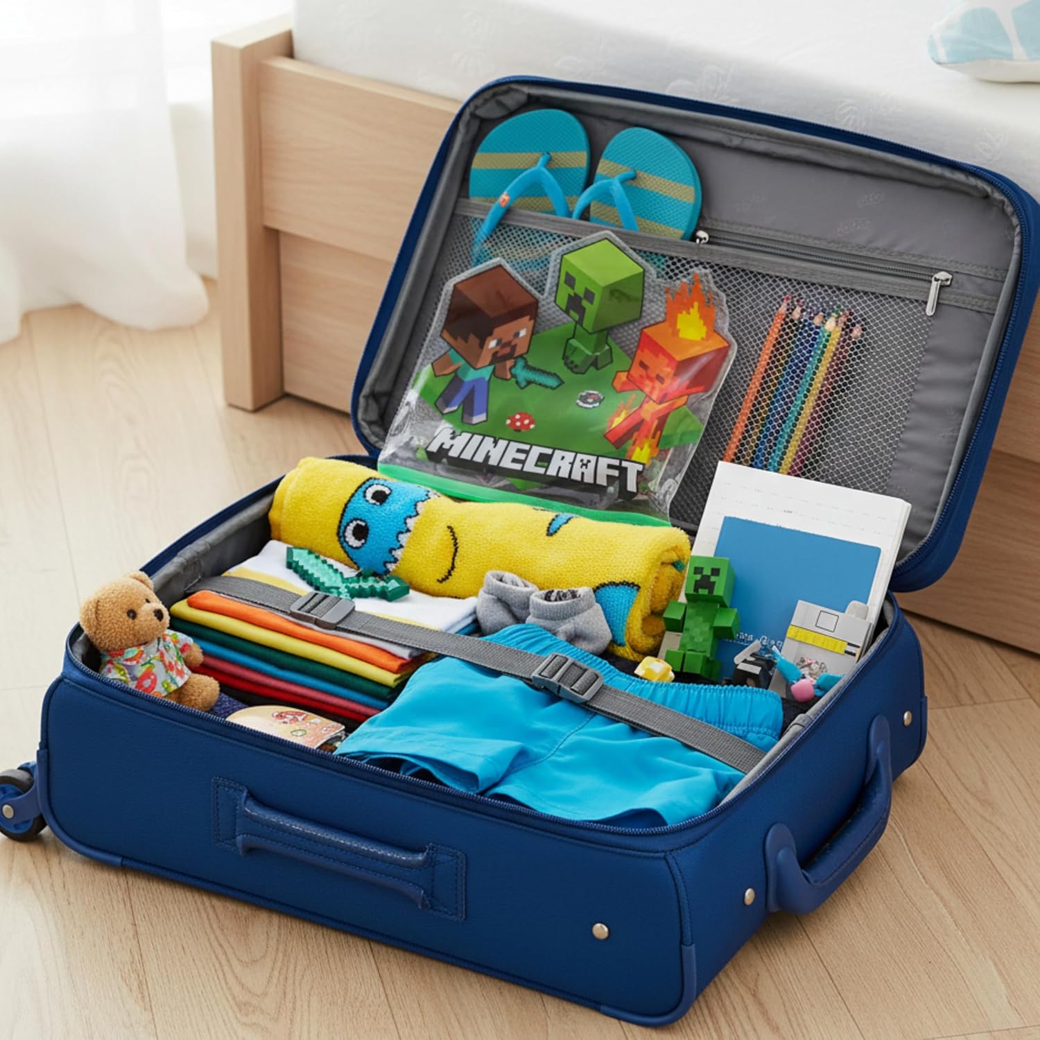 Toyland® Minecraft Filled Pencil Case - Includes: 1x Notebook, 2 x Pencils, 4 x Character Erasers, 1 x Sharpener, 1 x Ruler & 125 x Sticky Notes - School Stationary Set - Travel Drawing Supplies - Image 7