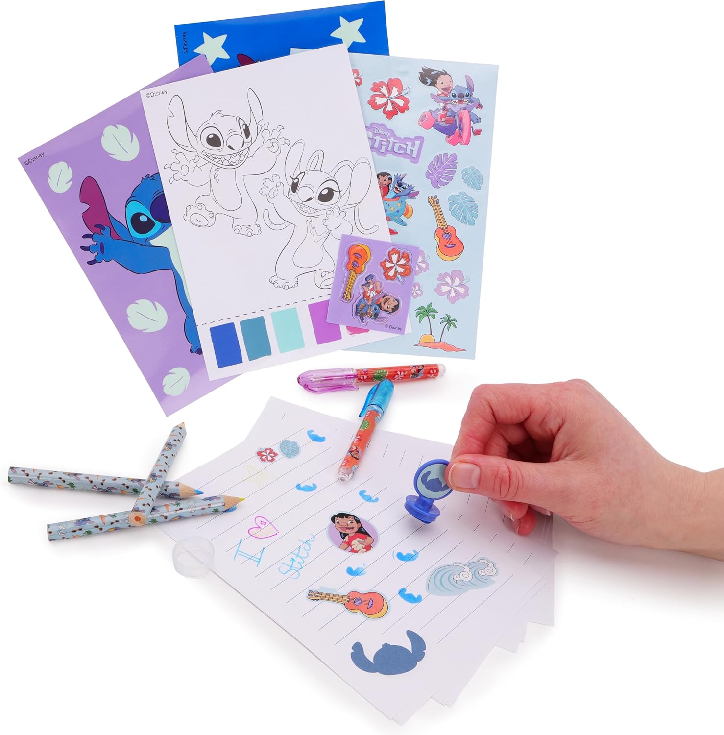 Toyland® Disney Stitch 36-Piece Surprise Activity Set with Secret Key – 4 Doors to Unlock – Stationery Supplies, Arts & Crafts Kit for Kids – Ages 3+ - Image 9