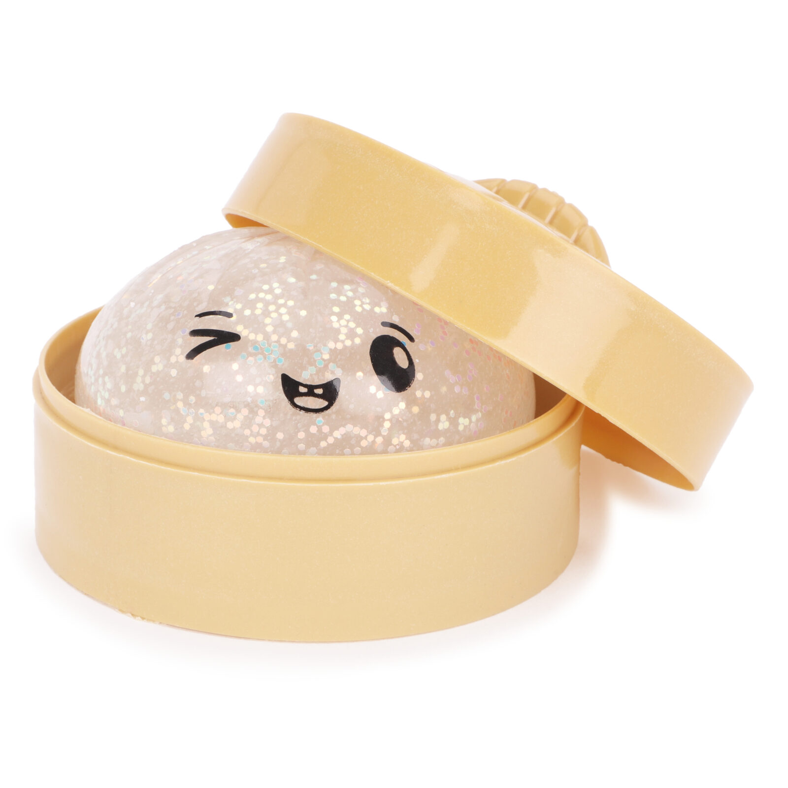 Toyland® Iridescent Glitter Squishy Bao Dumpling Sensory Fidget Toy with Plastic Steamer Box - Squeeze Toys for Kids - Ages 3+ - Image 5