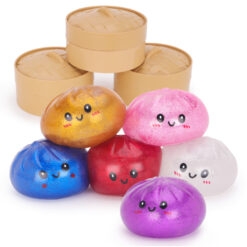 Toyland® Mystery Shiny Squishy Bao Dumpling Sensory Fidget Toy with Plastic Steamer Box - Squeeze Toys for Kids - Ages 3+
