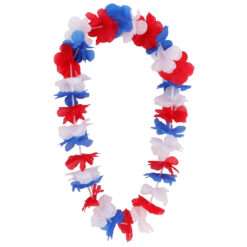 Toyland® 84cm (33”) Red, Blue & White Union Jack Flower Lei - Unisex Hawaiian Style Garland - World Cup, Euros, VE Day, Sports Celebrations, Festival & Fancy Dress Accessory - One Size
