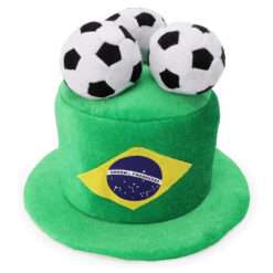 Toyland® Brazil Flag Football Fan Top Hat With 3D Footballs - World Cup, Euros, Olympics, Carnival, Fancy Dress & Brazilian Themed Parties & Celebrations - One Size Adults - 10 Countries To Choose