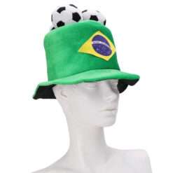 Alternative view of Toyland® Brazil Flag Football Fan Top Hat With 3D Footballs - World Cup, Euros, Olympics, Carnival, Fancy Dress & Brazilian Themed Parties & Celebrations - One Size Adults - 10 Countries To Choose