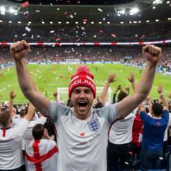 Alternative view of Toyland® England St George’s Cross Red & White Bobble Hat - Unisex Adult Beanie - Football, Sports, World Cup, Euros & St George's Day Accessory - One Size Fits Most