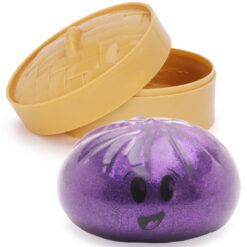 Toyland® Shiny Purple Squishy Bao Dumpling Sensory Fidget Toy with Plastic Steamer Box - Squeeze Toys for Kids - Ages 3+