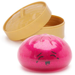 Toyland® Shiny Hot Pink Squishy Bao Dumpling Sensory Fidget Toy with Plastic Steamer Box - Squeeze Toys for Kids - Ages 3+