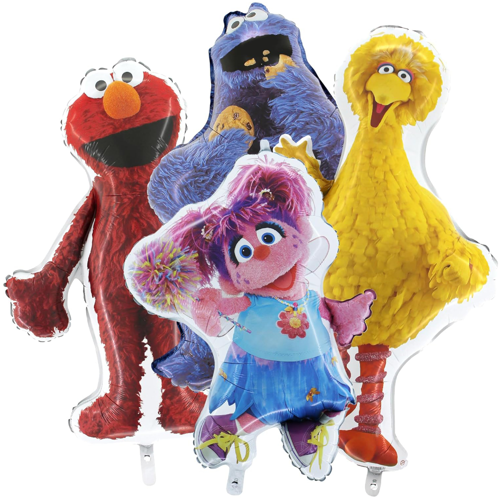 Toyland® Sesame Street Pack of 4 Jumbo Foil Balloons - Abby Cadabby, Big Bird, Cookie Monster & Elmo Characters - Kids Party Decorations