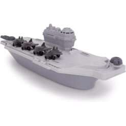Toyland® Aircraft Carrier Toy Military Playset With 4 Detachable Fighter Jets - Grey Naval Warship Floating Water Toy - Pool & Bathtime Boat Toys - Age 3 Years+