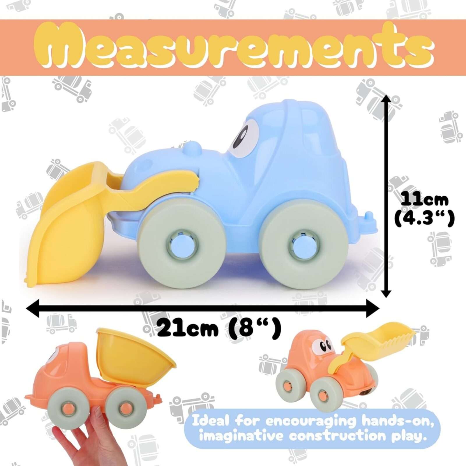 Toyland® Pack of 2-21cm (8“) Front Loader & Dump Truck Toy Vehicle Set - Toddler Construction Toys - Beach & Sandpit Accessories - 18+ Months - Image 9
