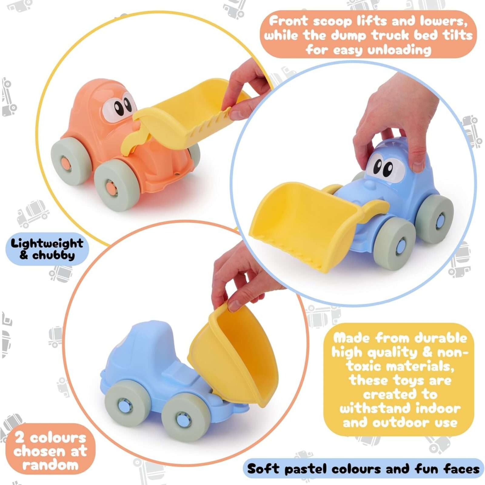 Toyland® Pack of 2-21cm (8“) Front Loader & Dump Truck Toy Vehicle Set - Toddler Construction Toys - Beach & Sandpit Accessories - 18+ Months - Image 7