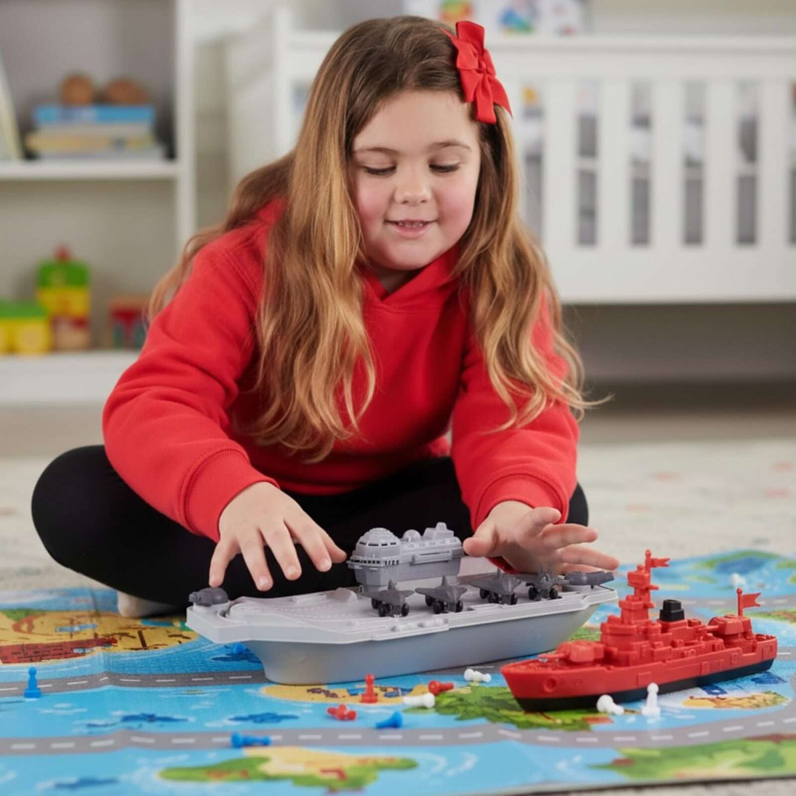Toyland® Aircraft Carrier Toy Military Playset With 4 Detachable Fighter Jets - Grey Naval Warship Floating Water Toy - Pool & Bathtime Boat Toys - Age 3 Years+ - Image 7
