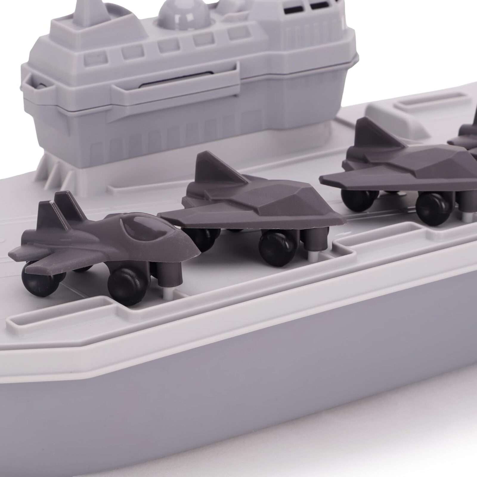 Toyland® Aircraft Carrier Toy Military Playset With 4 Detachable Fighter Jets - Grey Naval Warship Floating Water Toy - Pool & Bathtime Boat Toys - Age 3 Years+ - Image 4