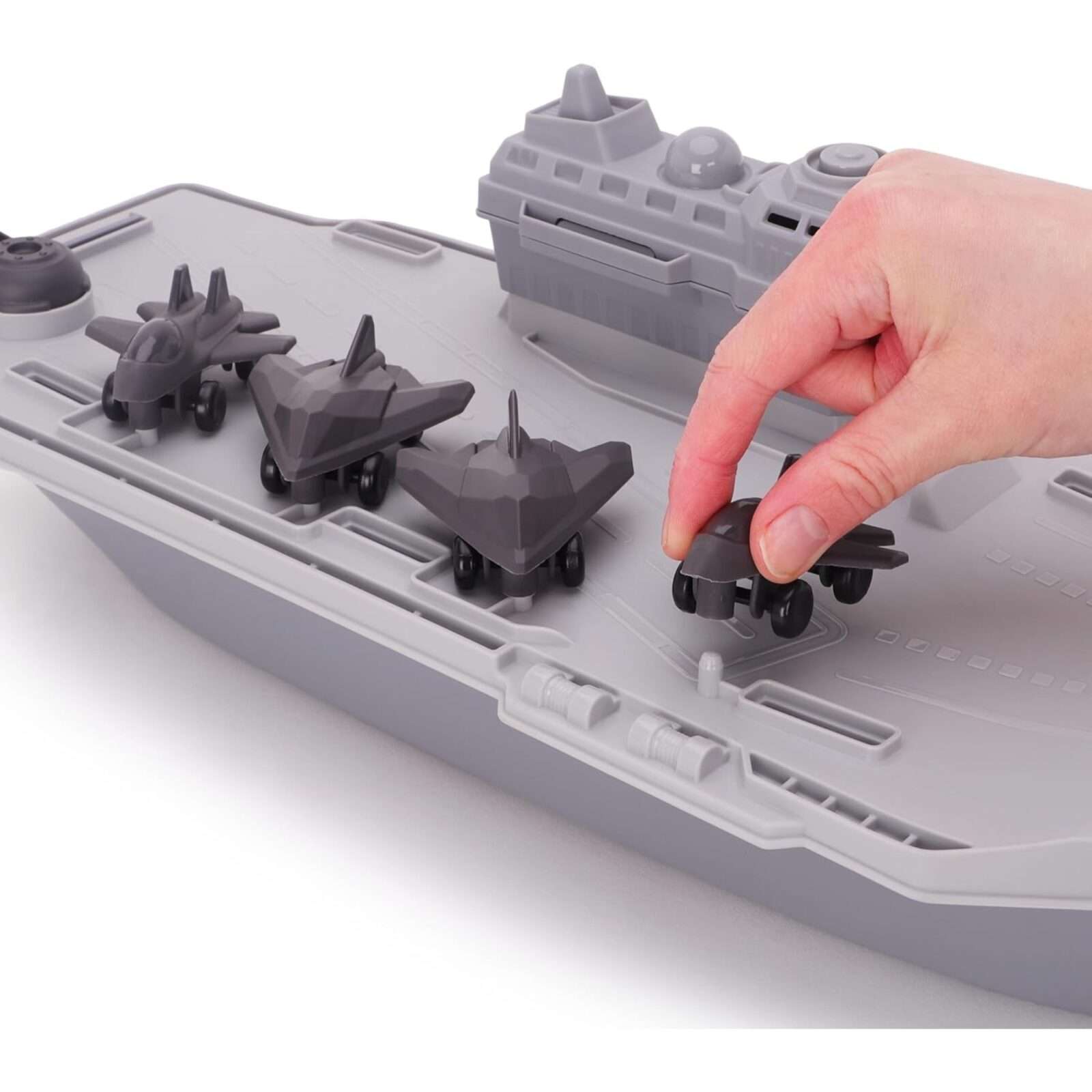 Toyland® Aircraft Carrier Toy Military Playset With 4 Detachable Fighter Jets - Grey Naval Warship Floating Water Toy - Pool & Bathtime Boat Toys - Age 3 Years+ - Image 3