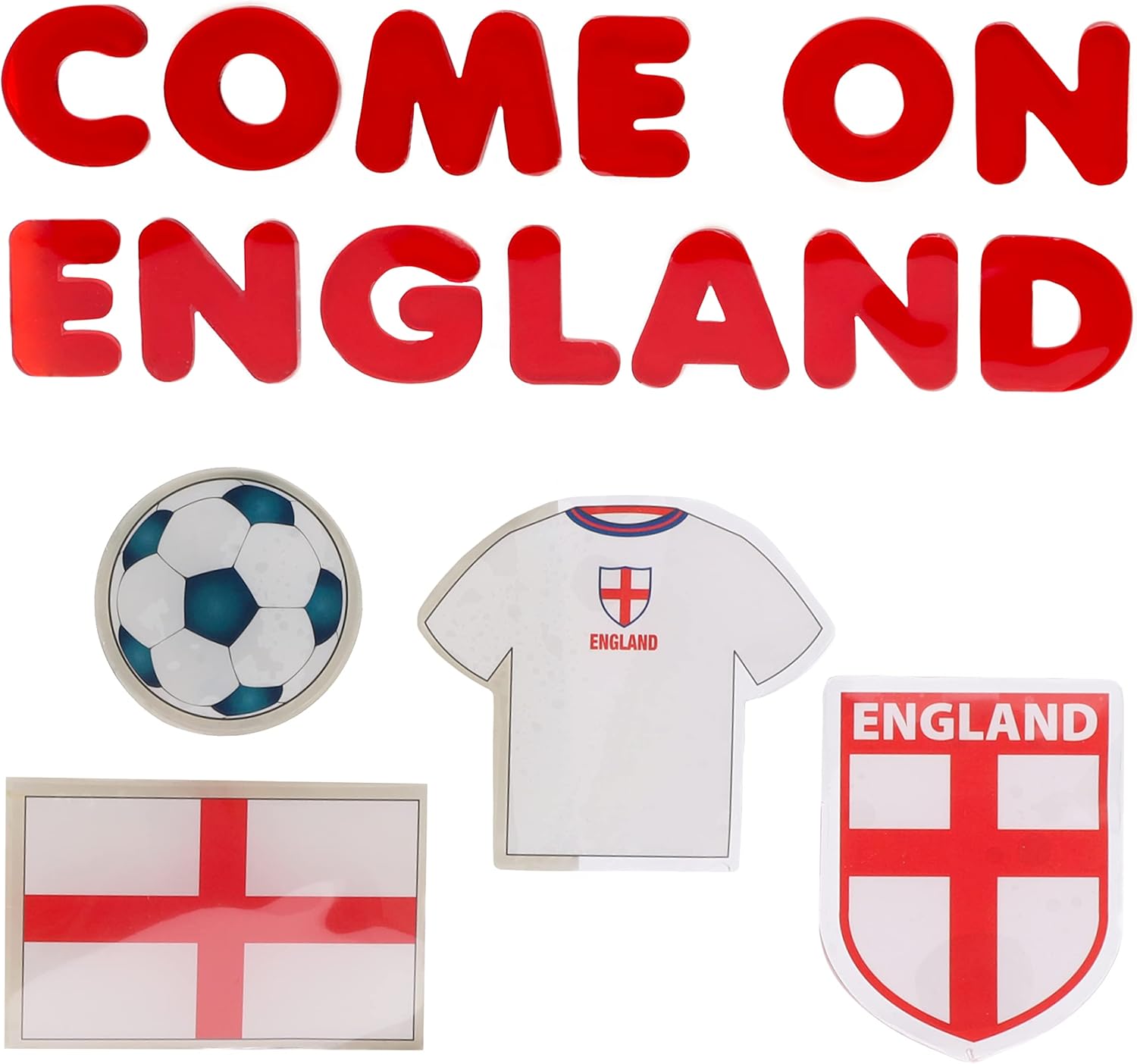 Toyland® England Themed Gel Window Stickers - Come On England - St George's, World Cup & Euros - English Party Decorations