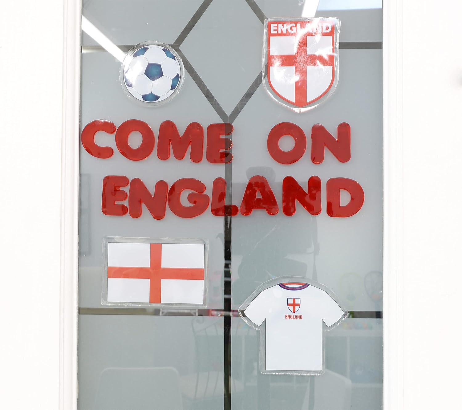 Toyland® England Themed Gel Window Stickers - Come On England - St George's, World Cup & Euros - English Party Decorations - Image 2