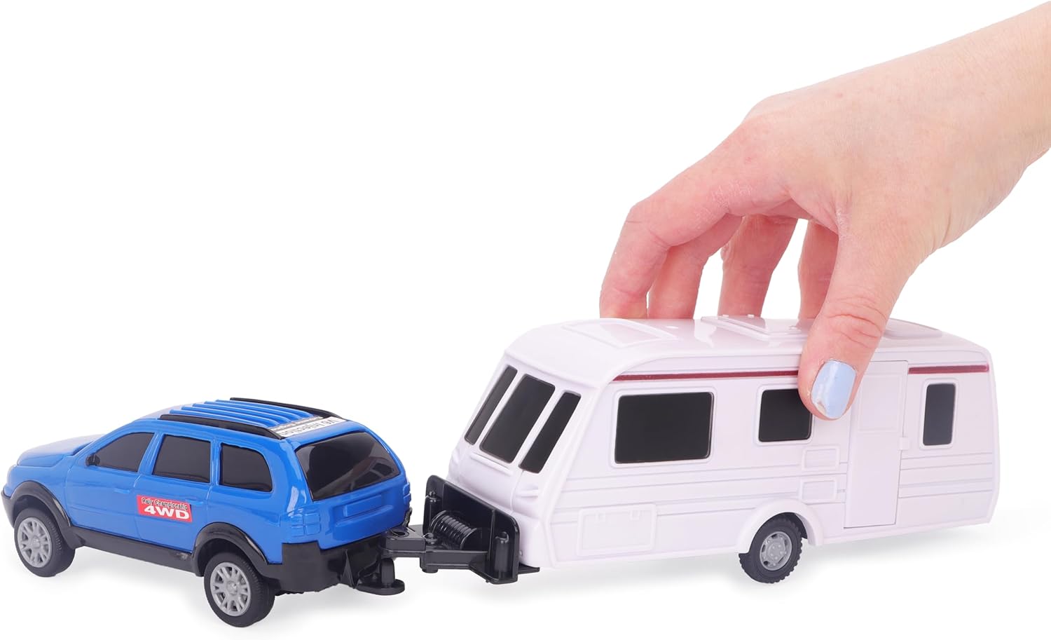 Toyland® Car With Detachable Caravan Set - 1:32 Scale Free-Wheel Action SUV & Trailer Collectible Toy Vehicle for Kids - 1 Chosen At Random - 4 Colours Avaliable - Ages 3+ - Image 6
