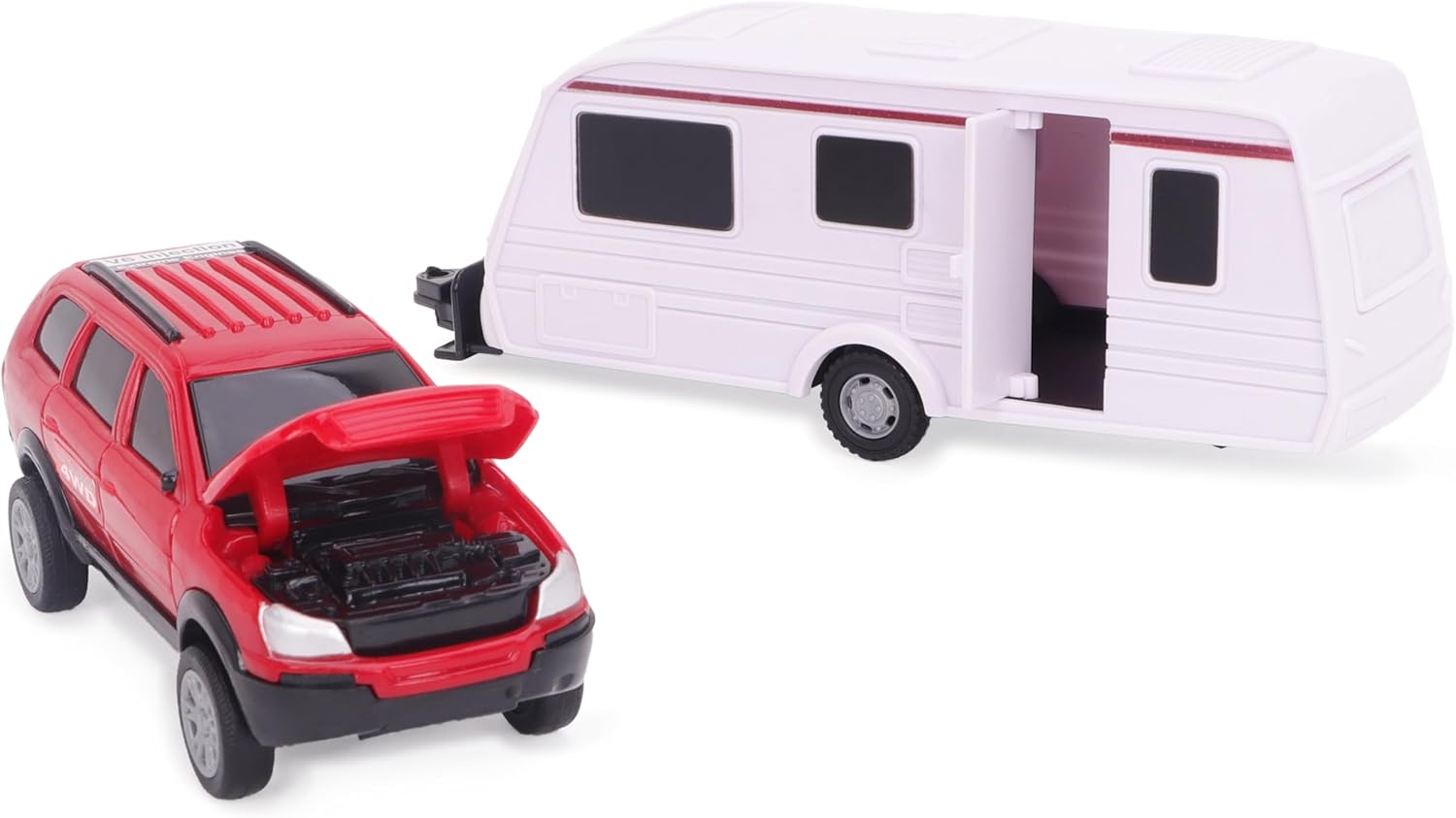 Toyland® Car With Detachable Caravan Set - 1:32 Scale Free-Wheel Action SUV & Trailer Collectible Toy Vehicle for Kids - 1 Chosen At Random - 4 Colours Avaliable - Ages 3+ - Image 5