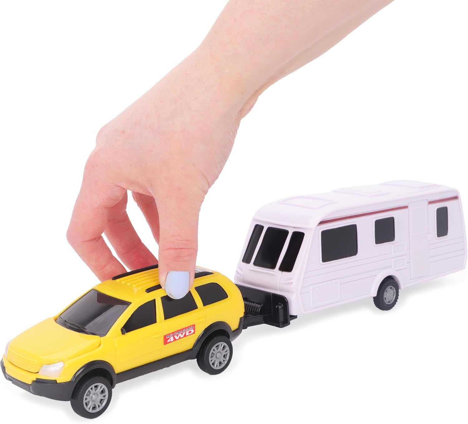 Toyland® Car With Detachable Caravan Set - 1:32 Scale Free-Wheel Action SUV & Trailer Collectible Toy Vehicle for Kids - 1 Chosen At Random - 4 Colours Avaliable - Ages 3+ - Image 3