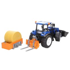 BRUDER - 02187 - BLUE TRACTOR WITH BALER