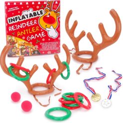 Toyland® Inflatable Reindeer Antler Hoop Ring Toss Game - Winners Medal Prizes - Kids & Adults Festive Family Fun & Games - Christmas Office Party Celebrations